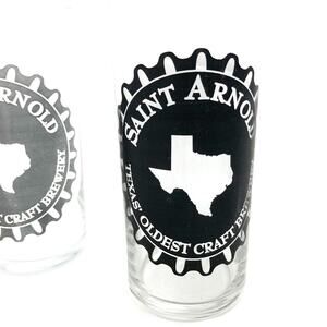 Saint Arnolds Pair of Black Logo Craft Beer Souvenir Tasting Glasses from Texas